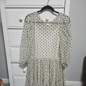 H&M Cream PolkaDot Tulle Mesh Tiered Dress